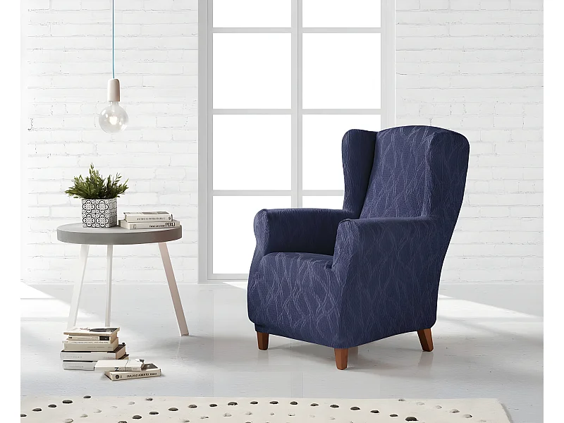 ESTORALIS | Funda Sillon Tejido Elastico Resistente | Para Sillon Orejero | Tamaño ( de 70 a 110 cm. )  | Modelo ALEXIA Color Azul