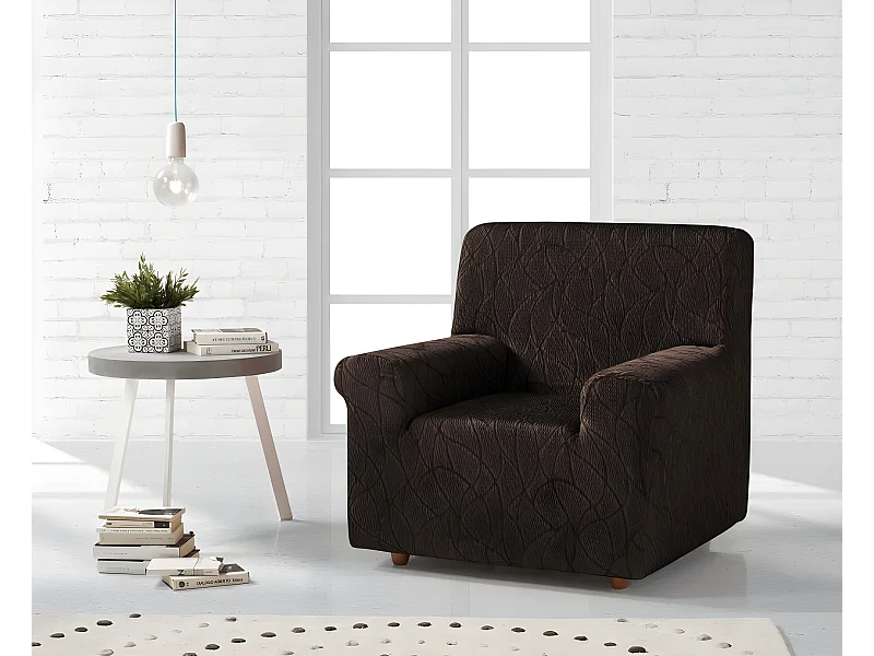 ESTORALIS | Funda de Sofá Tejido Elastico Resistente | Para Sillon 1 Plaza | Tamaño ( de 70 a 110 cm. )  | Modelo ALEXIA Color Marrón