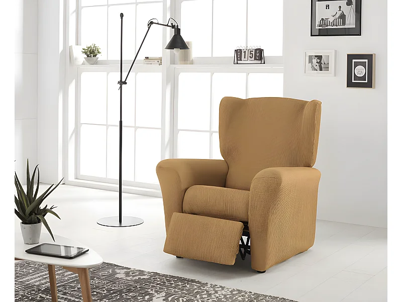 ESTORALIS | Funda Sillon Tejido Elastico Resistente | Para Sillon Relax | Tamaño ( de 70 a 90 cm. )  | Modelo BERTA Color Beige