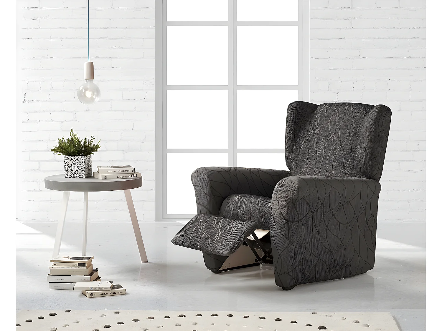 ESTORALIS | Funda Sillon Tejido Elastico Resistente | Para Sillon Relax | Tamaño ( de 70 a 90 cm. )  | Modelo ALEXIA Color Gris