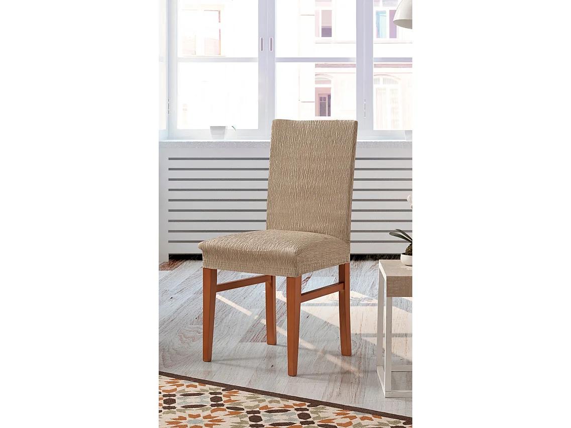 ESTORALIS | Funda de Silla  Tejido Elastico Resistente | Para Silla con Respaldo | Tamaño (45x45 cm.) 50 cm. Alto | Modelo BETA Color Beige