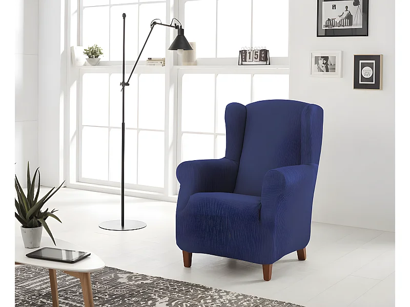 ESTORALIS | Funda Sillon Tejido Elastico Resistente | Para Sillon Orejero | Tamaño ( de 70 a 110 cm. )  | Modelo BERTA Color Azul