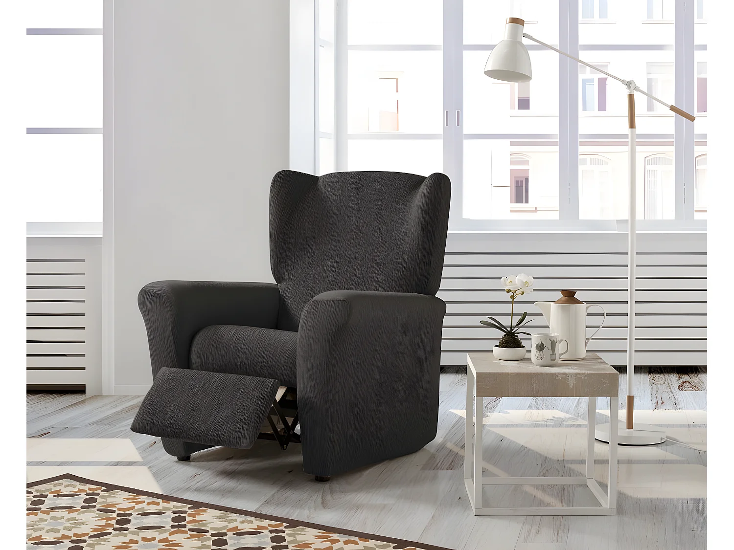 ESTORALIS | Funda Sillon Tejido Elastico Resistente | Para Sillon Relax | Tamaño ( de 70 a 90 cm. )  | Modelo BETA Color Gris