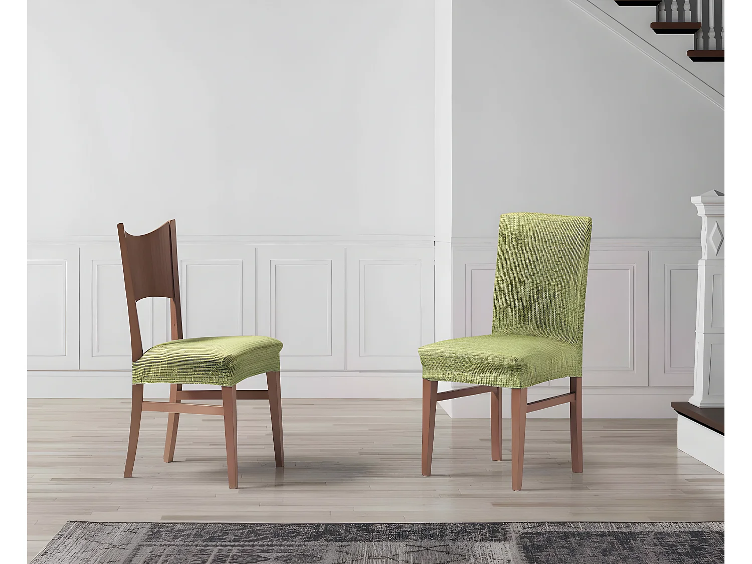 ESTORALIS | Funda de Silla  Tejido Elastico Resistente | Para Silla con Respaldo | Tamaño (45x45 cm.) 50 cm. Alto | Modelo VEGA Color Verde