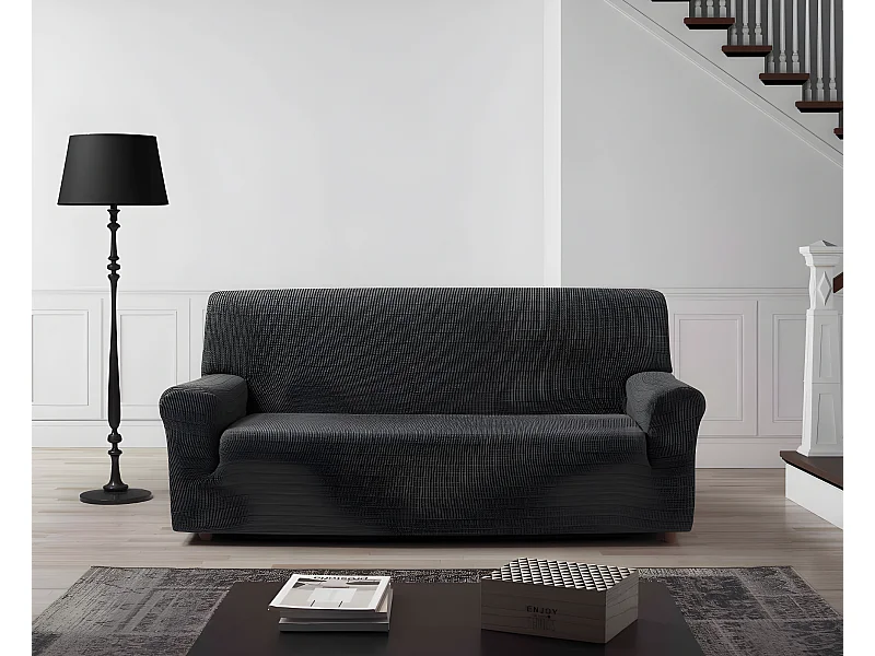 ESTORALIS | Funda de Sofá Tejido Elastico Resistente | Para Sofá 4 Plazas | Tamaño ( de 220 a 260 cm. )  | Modelo VEGA Color Gris