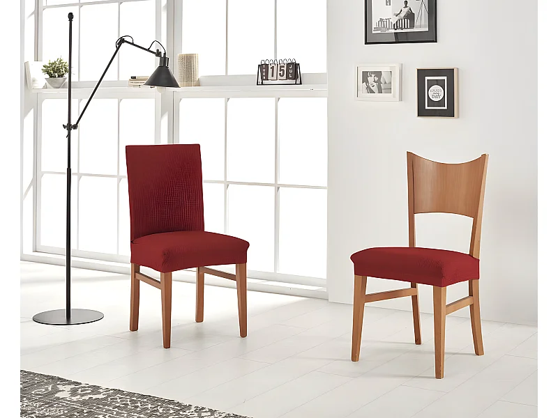 ESTORALIS | Funda de Silla  Tejido Elastico Resistente | Para Silla con Respaldo | Tamaño (45x45 cm.) 50 cm. Alto | Modelo BERTA Color Rojo