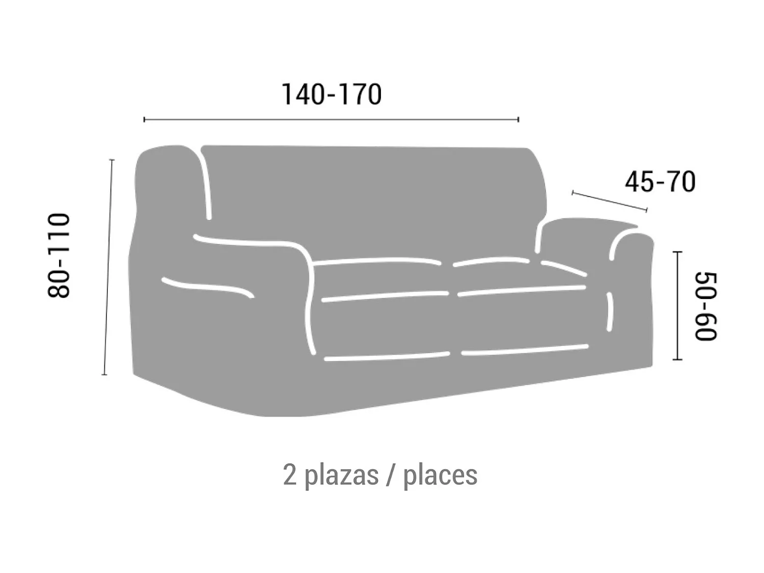 ESTORALIS | Funda de Sofá Tejido Elastico Resistente | Para Sofá 2 Plazas | Tamaño ( de 120 a 170 cm. )  | Modelo VEGA Color Naranja