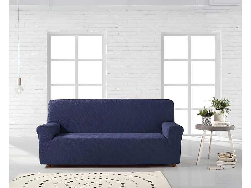 ESTORALIS | Funda de Sofá Tejido Elastico Resistente | Para Sofá 4 Plazas | Tamaño ( de 220 a 260 cm. )  | Modelo ALEXIA Color Azul