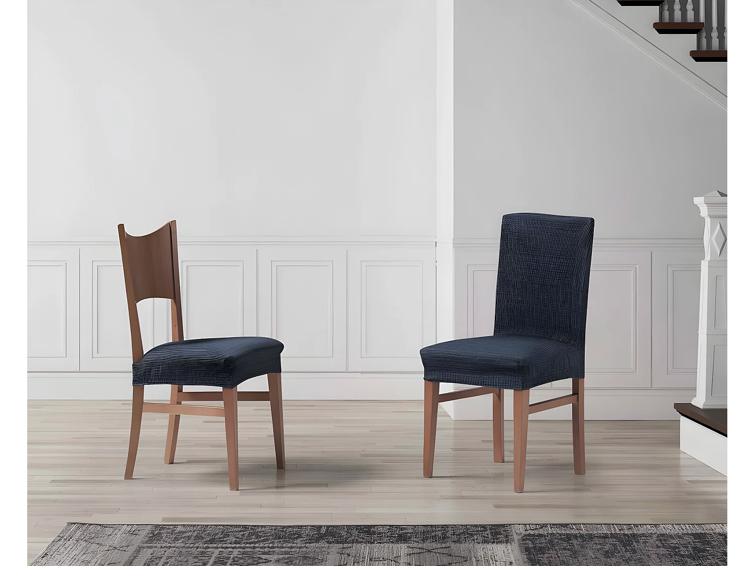 ESTORALIS | Funda de Asiento Tejido Elastico Resistente | Para Asiento de Silla | Tamaño (45x45 cm.)  | Modelo VEGA Color Azul