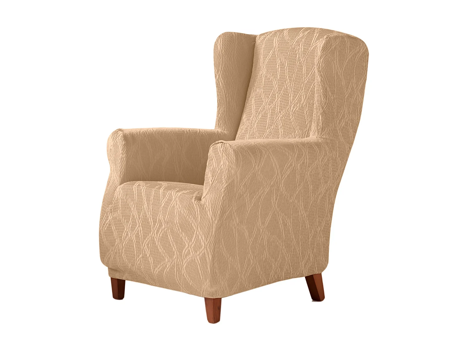 ESTORALIS | Funda Sillon Tejido Elastico Resistente | Para Sillon Orejero | Tamaño ( de 70 a 110 cm. )  | Modelo ALEXIA Color Marfil