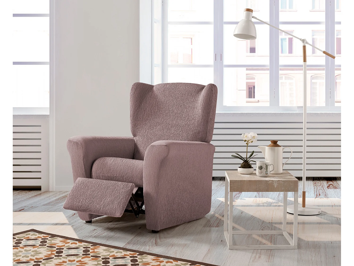 ESTORALIS | Funda Sillon Tejido Elastico Resistente | Para Sillon Relax | Tamaño ( de 70 a 90 cm. )  | Modelo BETA Color Rosa