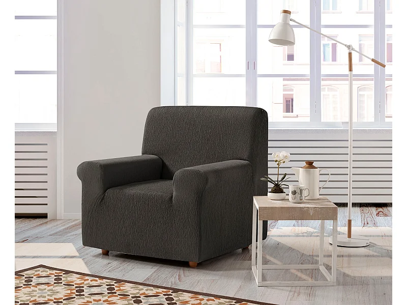ESTORALIS | Funda de Sofá Tejido Elastico Resistente | Para Sillon 1 Plaza | Tamaño ( de 70 a 110 cm. )  | Modelo BETA Color Gris