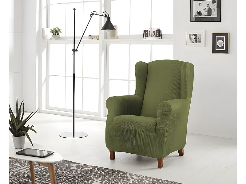 ESTORALIS | Funda Sillon Tejido Elastico Resistente | Para Sillon Orejero | Tamaño ( de 70 a 110 cm. )  | Modelo BERTA Color Verde