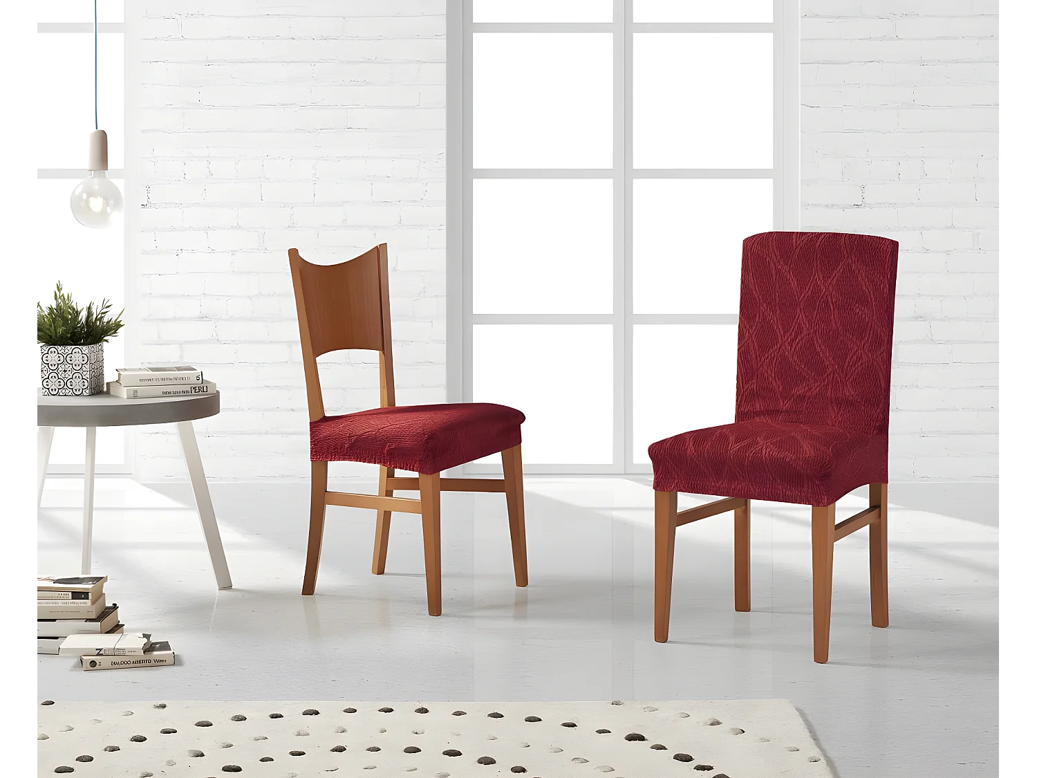 ESTORALIS | Funda de Asiento Tejido Elastico Resistente | Para Asiento de Silla | Tamaño (45x45 cm.)  | Modelo ALEXIA Color Rojo