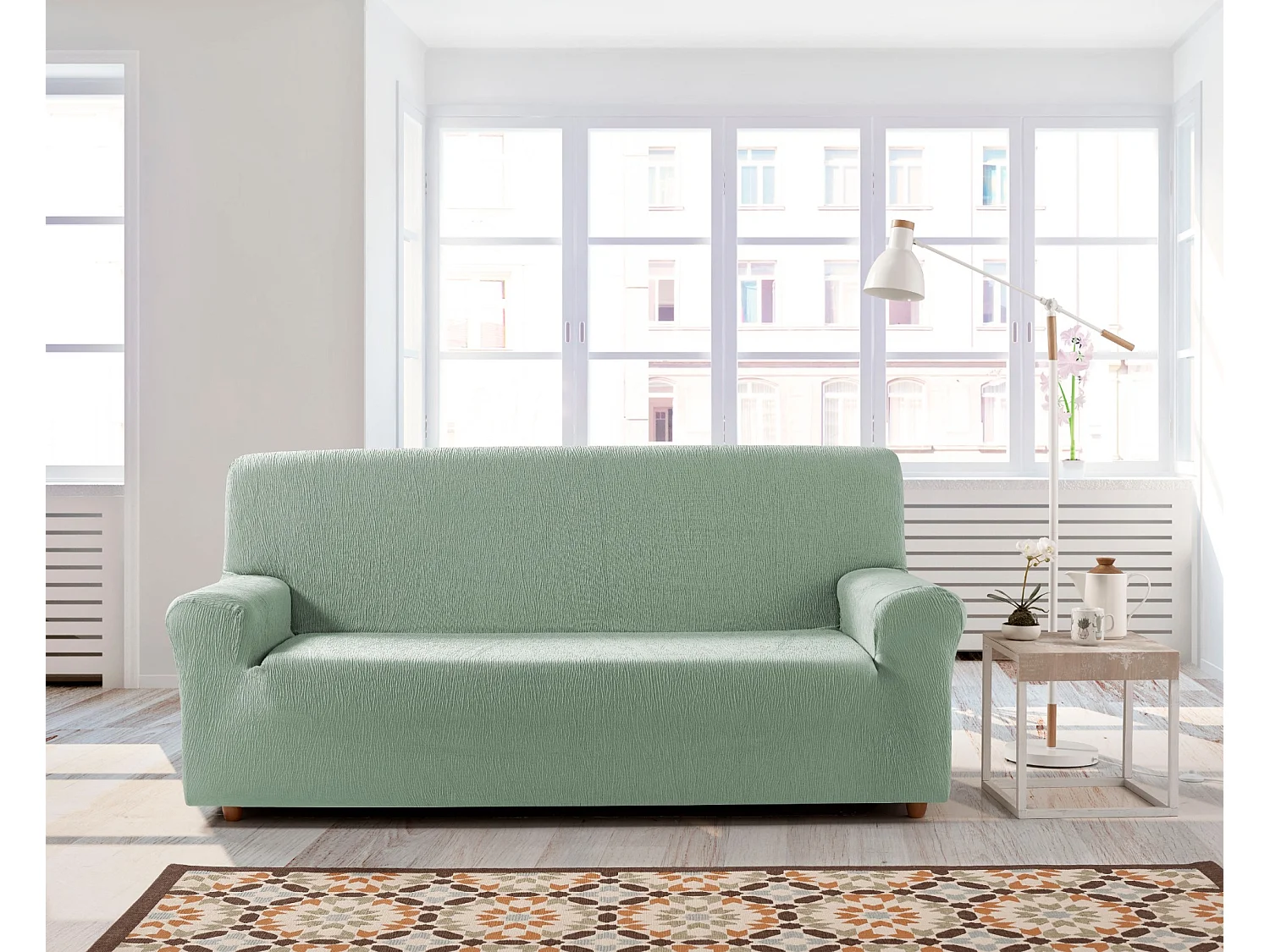 ESTORALIS | Funda de Sofá Tejido Elastico Resistente | Para Sofa Clic Clac 3 Plazas | Tamaño (de 180 a 205 cm.)  | Modelo BETA Color Verde