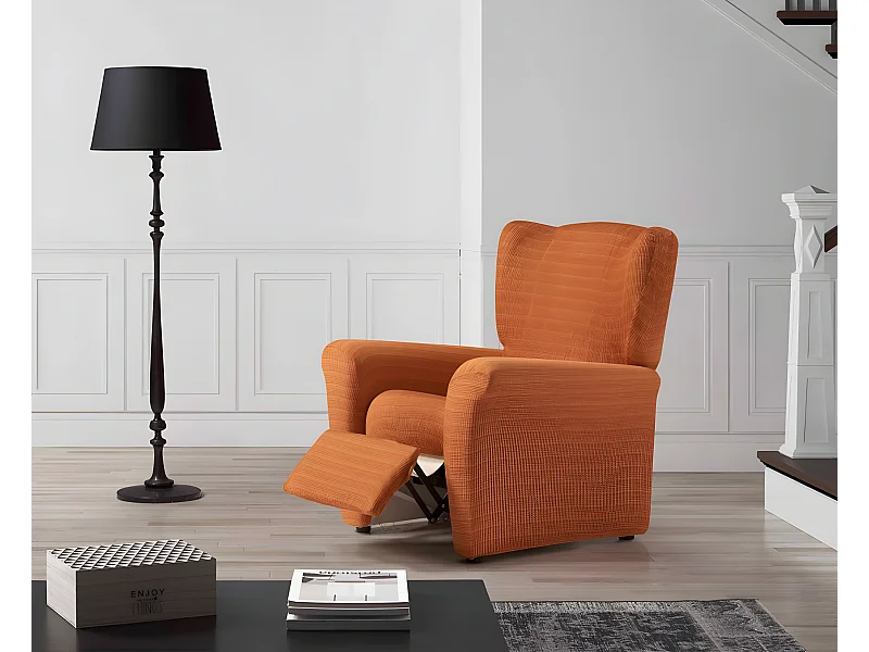 ESTORALIS | Funda Sillon Tejido Elastico Resistente | Para Sillon Relax | Tamaño ( de 70 a 90 cm. )  | Modelo VEGA Color Naranja