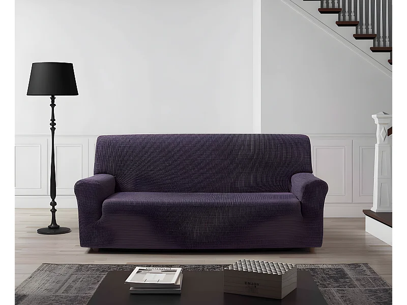 ESTORALIS | Funda de Sofá Tejido Elastico Resistente | Para Sofá 2 Plazas | Tamaño ( de 120 a 170 cm. )  | Modelo VEGA Color Violeta