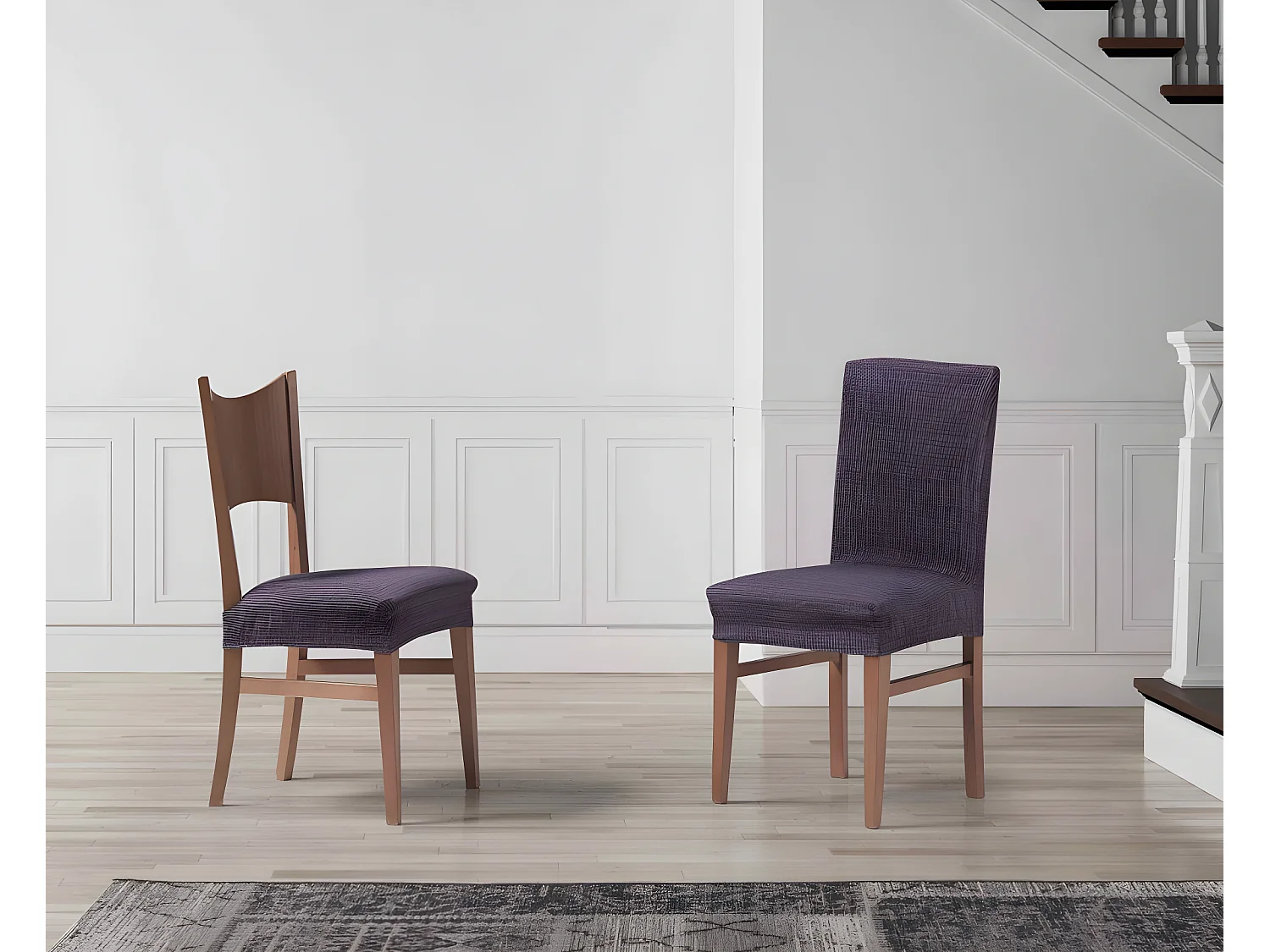 ESTORALIS | Funda de Asiento Tejido Elastico Resistente | Para Asiento de Silla | Tamaño (45x45 cm.)  | Modelo VEGA Color Violeta