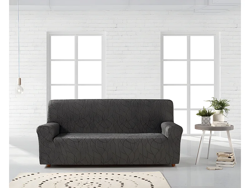 ESTORALIS | Funda de Sofá Tejido Elastico Resistente | Para Sofá 4 Plazas | Tamaño ( de 220 a 260 cm. )  | Modelo ALEXIA Color Gris