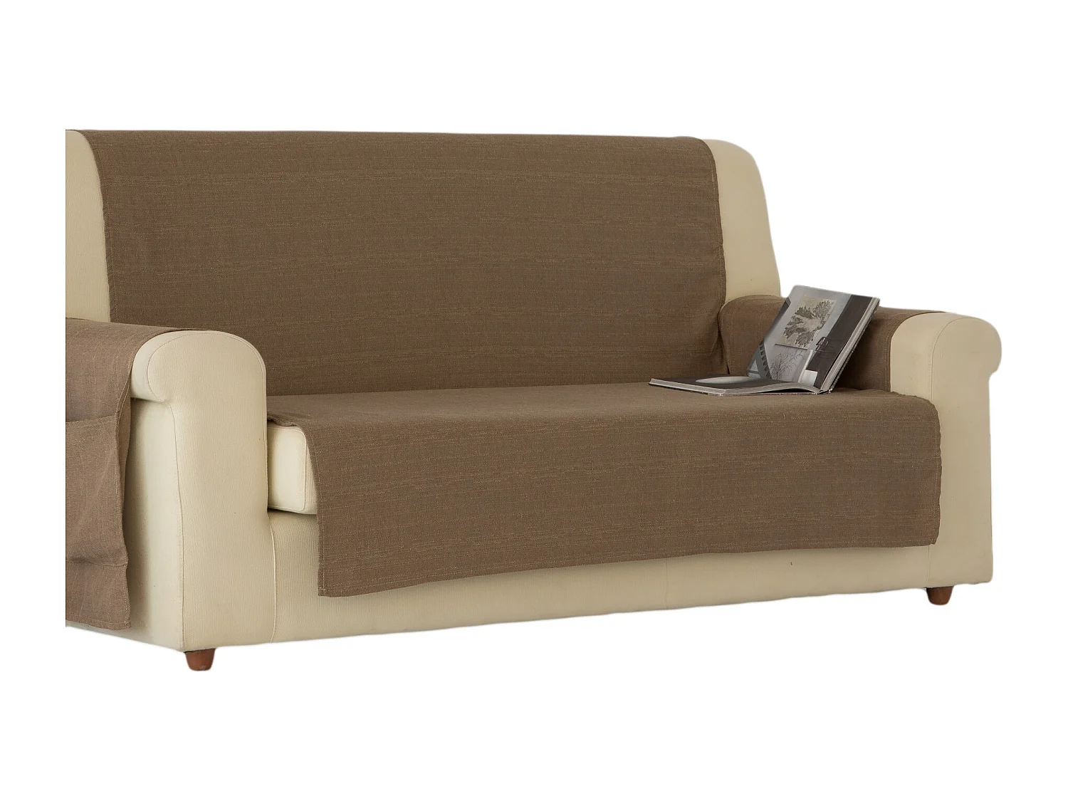ESTORALIS | Cubre Sofá Tejido Jaquard Resistente | Para Sofa de 2 Plazas | Tela 110 x 210 cm  | Modelo BERET Color Beige