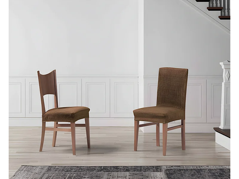 ESTORALIS | Funda de Asiento Tejido Elastico Resistente | Para Asiento de Silla | Tamaño (45x45 cm.)  | Modelo VEGA Color Marron