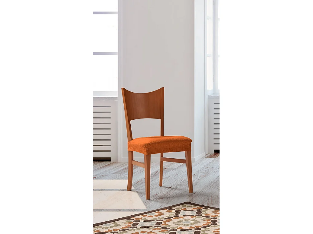 ESTORALIS | Funda de Asiento Tejido Elastico Resistente | Para Asiento de Silla | Tamaño (45x45 cm.)  | Modelo BETA Color Naranja