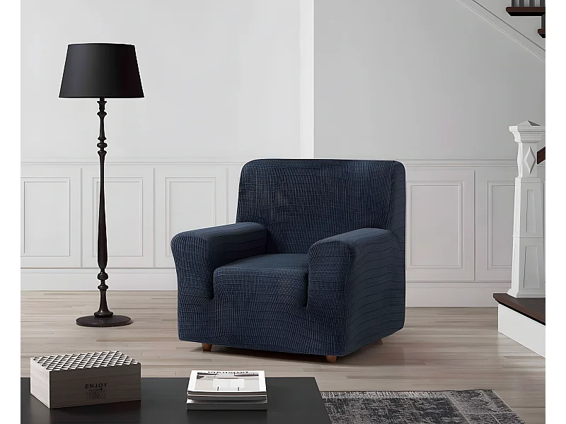 ESTORALIS | Funda de Sofá Tejido Elastico Resistente | Para Sillon 1 Plaza | Tamaño ( de 70 a 110 cm. )  | Modelo VEGA Color Azul