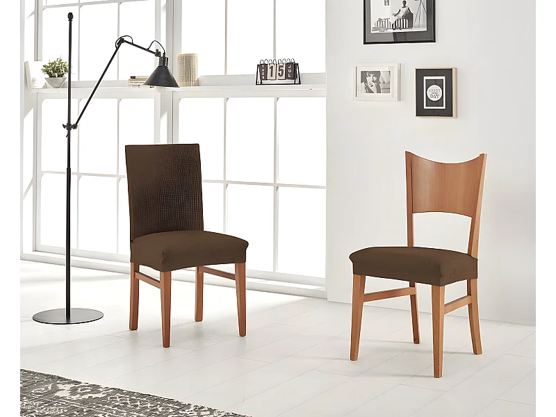 ESTORALIS | Funda de Asiento Tejido Elastico Resistente | Para Asiento de Silla | Tamaño (45x45 cm.)  | Modelo BERTA Color Marron