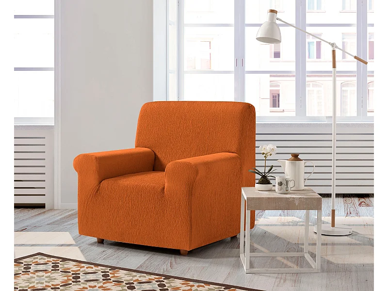 ESTORALIS | Funda de Sofá Tejido Elastico Resistente | Para Sillon 1 Plaza | Tamaño ( de 70 a 110 cm. )  | Modelo BETA Color Naranja