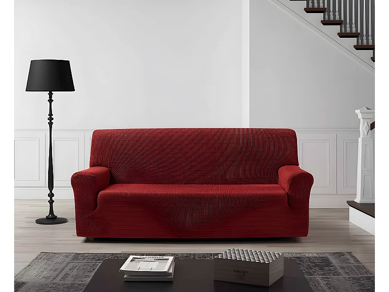 ESTORALIS | Funda de Sofá Tejido Elastico Resistente | Para Sofá 2 Plazas | Tamaño ( de 120 a 170 cm. )  | Modelo VEGA Color Rojo