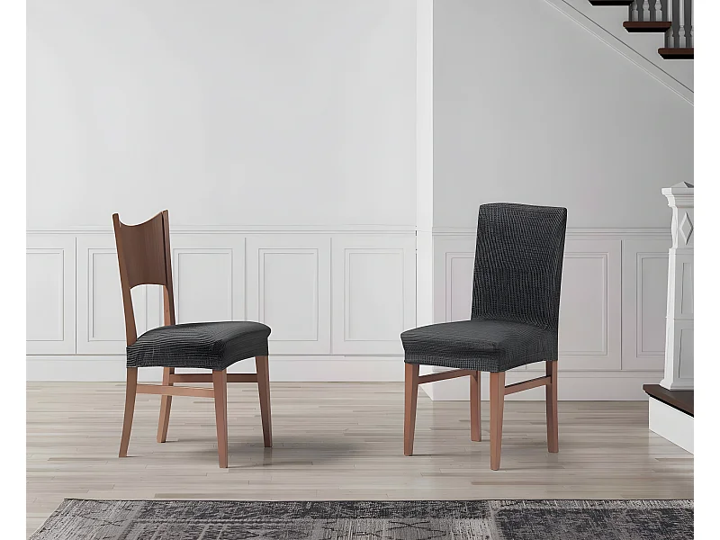 ESTORALIS | Funda de Asiento Tejido Elastico Resistente | Para Asiento de Silla | Tamaño (45x45 cm.)  | Modelo VEGA Color Gris