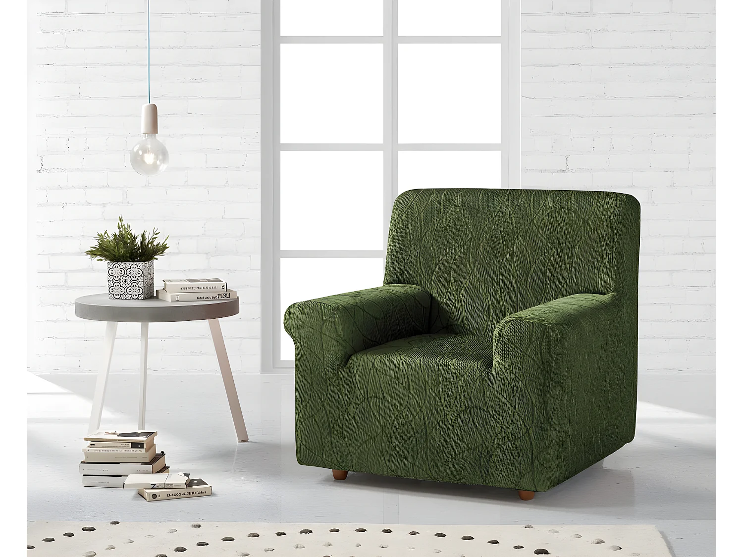 ESTORALIS | Funda de Sofá Tejido Elastico Resistente | Para Sillon 1 Plaza | Tamaño ( de 70 a 110 cm. )  | Modelo ALEXIA Color Verde