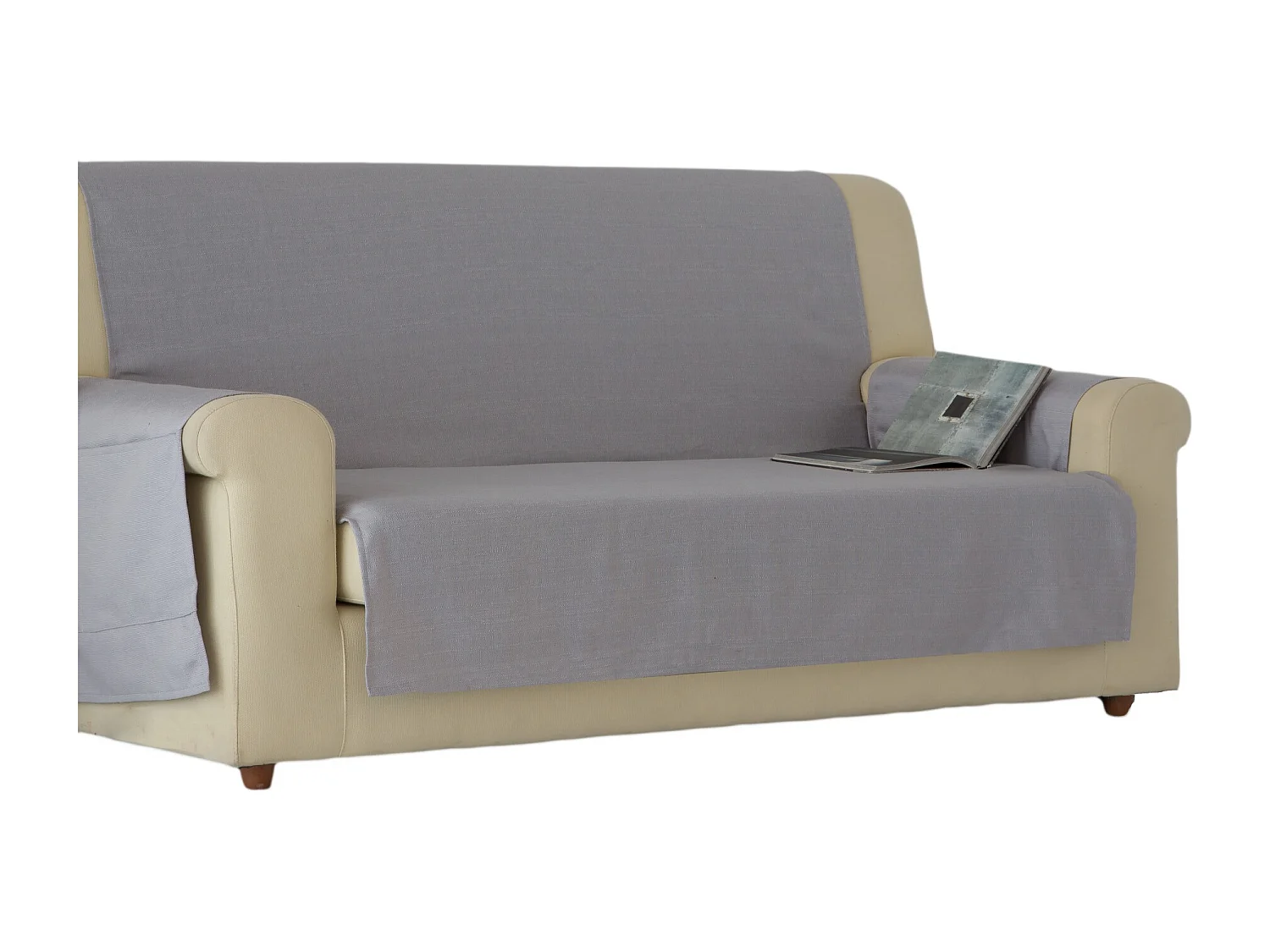 ESTORALIS | Cubre Sofá Tejido Jaquard Resistente | Para Sofa de 4 Plazas | Tela 190 x 210 cm  | Modelo BERET Color Gris Claro