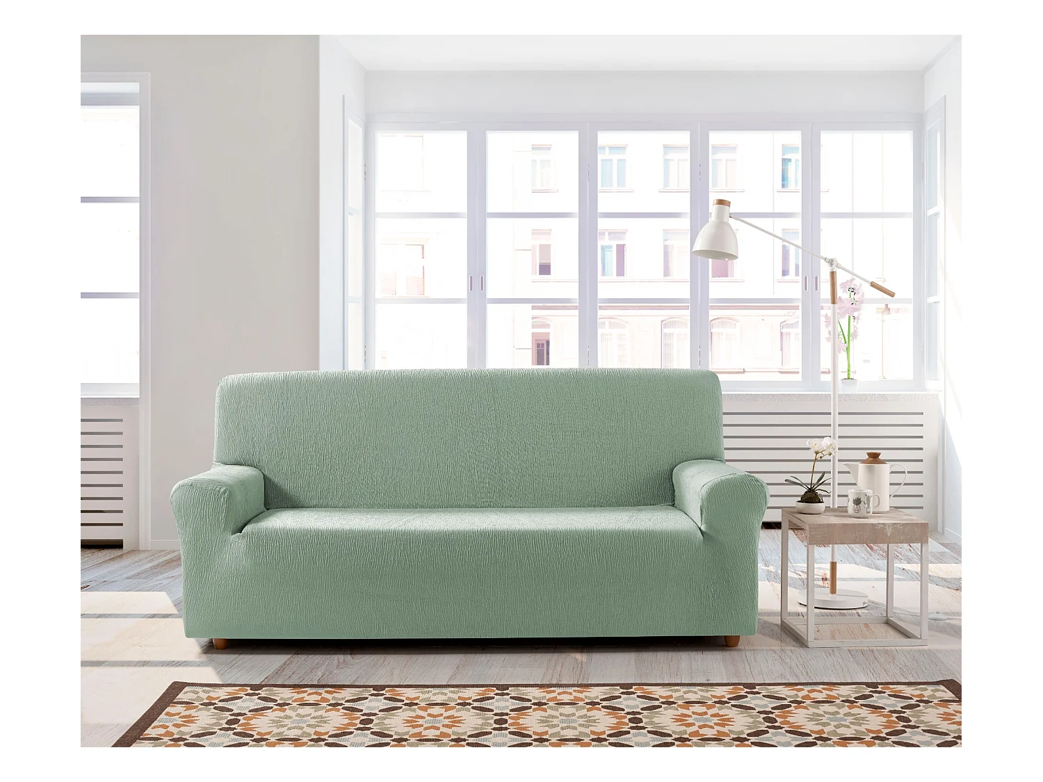 ESTORALIS | Funda de Sofá Tejido Elastico Resistente | Para Sofá 4 Plazas | Tamaño ( de 220 a 260 cm. )  | Modelo BETA Color Verde