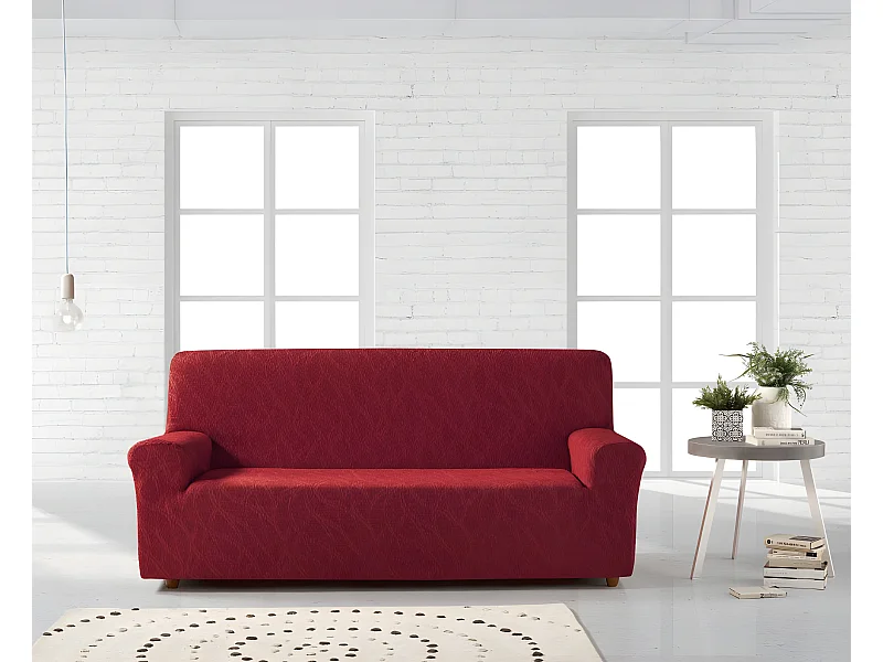 ESTORALIS | Funda de Sofá Tejido Elastico Resistente | Para Sofá 2 Plazas | Tamaño ( de 120 a 170 cm. )  | Modelo ALEXIA Color Rojo