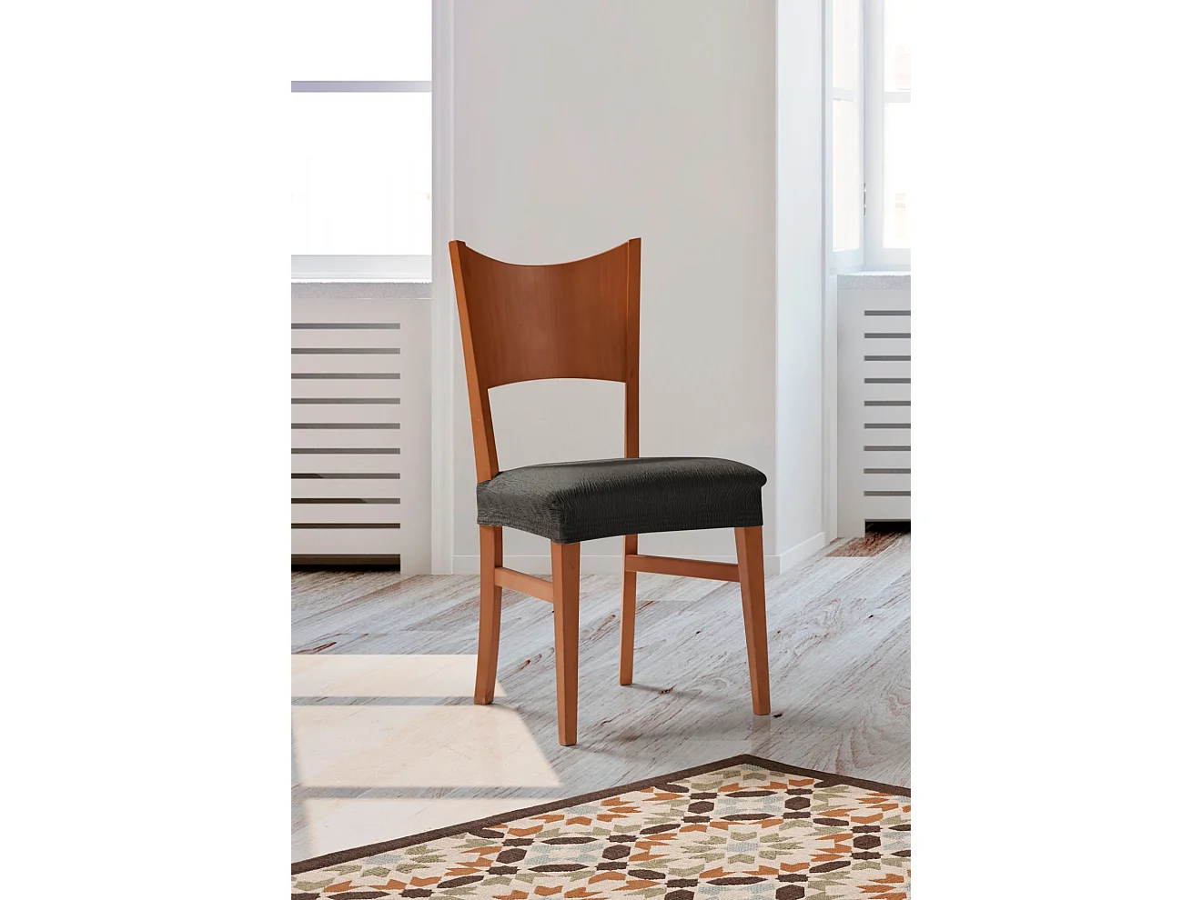 ESTORALIS | Funda de Asiento Tejido Elastico Resistente | Para Asiento de Silla | Tamaño (45x45 cm.)  | Modelo BETA Color Gris