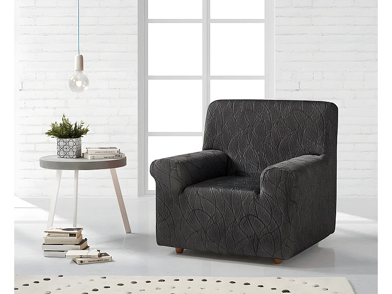 ESTORALIS | Funda de Sofá Tejido Elastico Resistente | Para Sillon 1 Plaza | Tamaño ( de 70 a 110 cm. )  | Modelo ALEXIA Color Gris