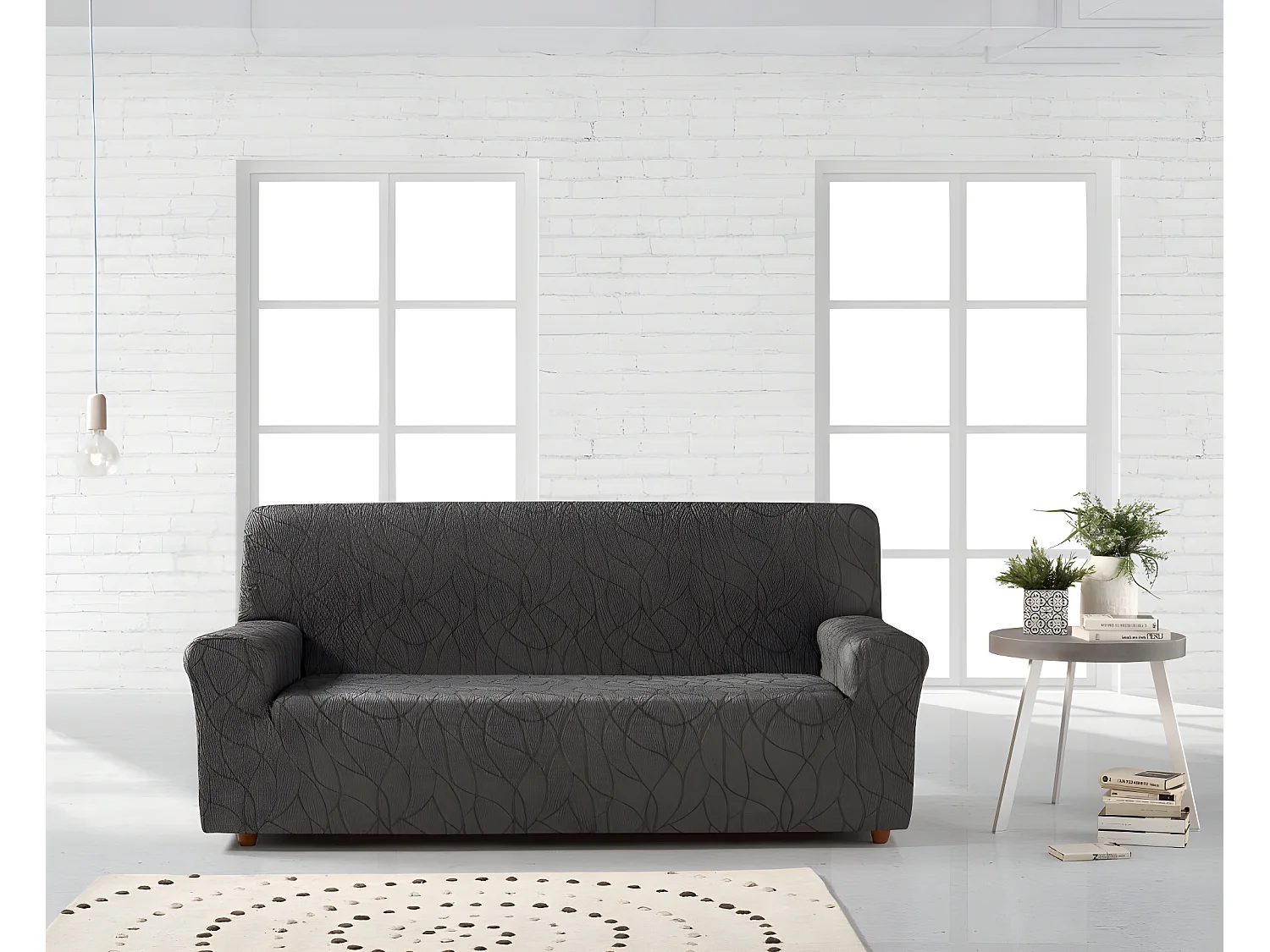 ESTORALIS | Funda de Sofá Tejido Elastico Resistente | Para Sofá 2 Plazas | Tamaño ( de 120 a 170 cm. )  | Modelo ALEXIA Color Gris