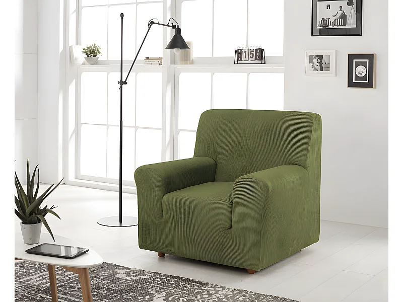 ESTORALIS | Funda de Sofá Tejido Elastico Resistente | Para Sillon 1 Plaza | Tamaño ( de 70 a 110 cm. )  | Modelo BERTA Color Verde