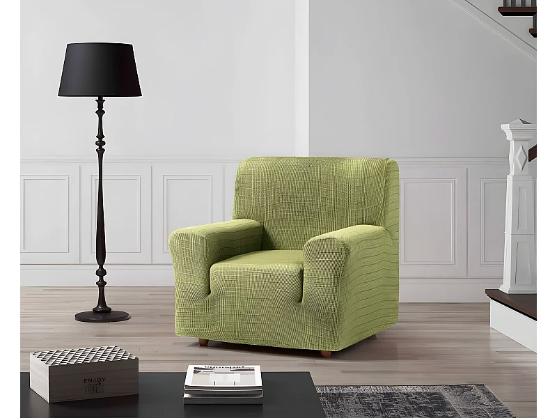 ESTORALIS | Funda de Sofá Tejido Elastico Resistente | Para Sillon 1 Plaza | Tamaño ( de 70 a 110 cm. )  | Modelo VEGA Color Verde