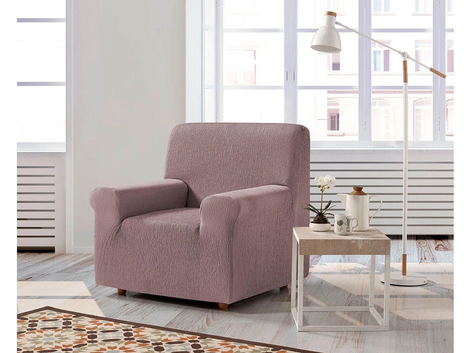 ESTORALIS | Funda de Sofá Tejido Elastico Resistente | Para Sillon 1 Plaza | Tamaño ( de 70 a 110 cm. )  | Modelo BETA Color Rosa