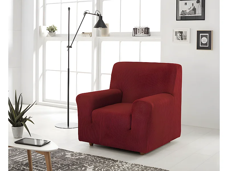 ESTORALIS | Funda de Sofá Tejido Elastico Resistente | Para Sillon 1 Plaza | Tamaño ( de 70 a 110 cm. )  | Modelo BERTA Color Rojo
