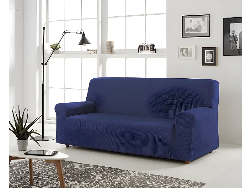 ESTORALIS | Funda de Sofá Tejido Elastico Resistente | Para Sofá 3 Plazas | Tamaño ( de 170 a 220 cm. )  | Modelo BERTA Color Azul