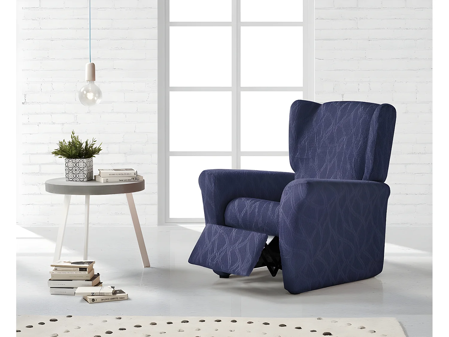 ESTORALIS | Funda Sillon Tejido Elastico Resistente | Para Sillon Relax | Tamaño ( de 70 a 90 cm. )  | Modelo ALEXIA Color Azul