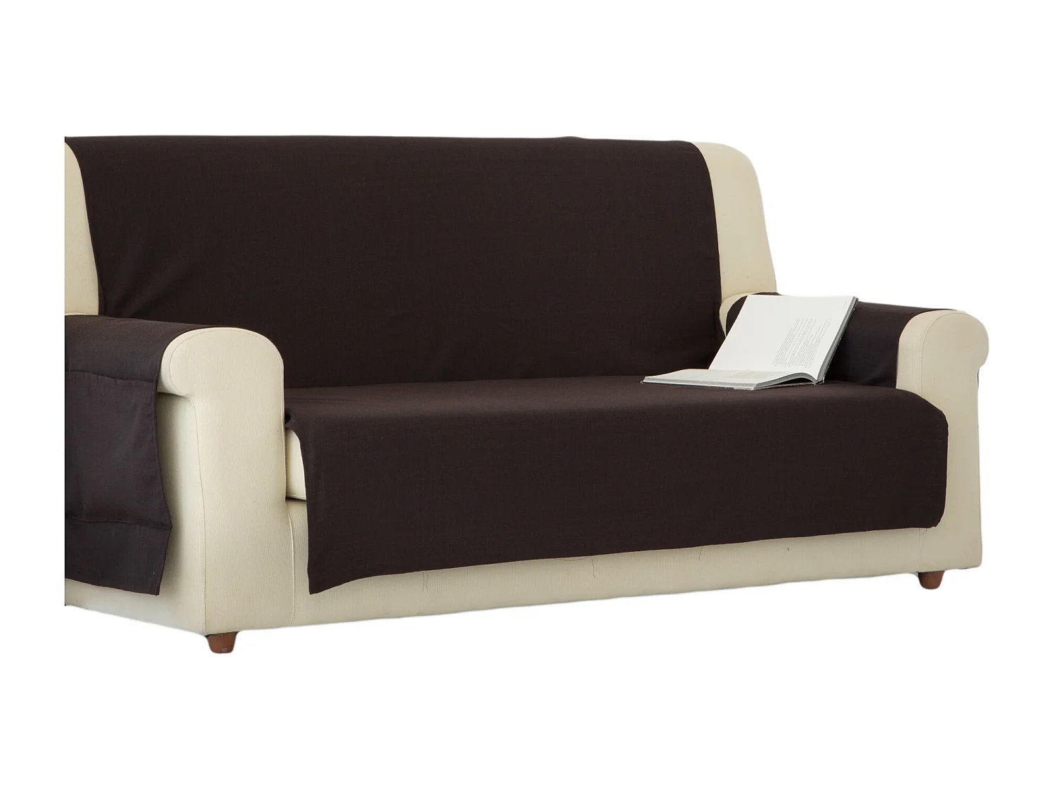 ESTORALIS | Cubre Sofá Tejido Jaquard Resistente | Para Sofa de 3 Plazas | Tela 150 x 210 cm  | Modelo BERET Color Marron