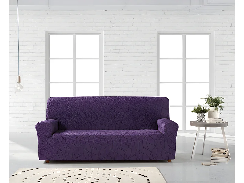 ESTORALIS | Funda de Sofá Tejido Elastico Resistente | Para Sofá 4 Plazas | Tamaño ( de 220 a 260 cm. )  | Modelo ALEXIA Color Violeta