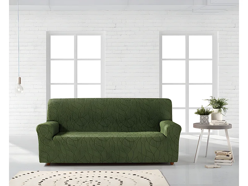 ESTORALIS | Funda de Sofá Tejido Elastico Resistente | Para Sofá 4 Plazas | Tamaño ( de 220 a 260 cm. )  | Modelo ALEXIA Color Verde