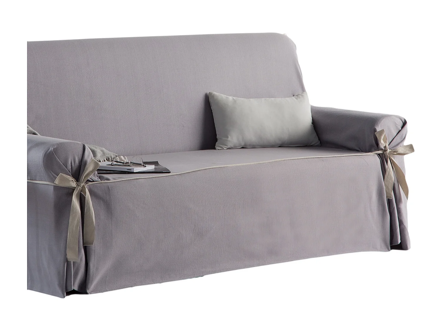 ESTORALIS | Funda Sofá Lazos Tejido Jaquard Resistente | Para Sofa de 3 Plazas | Tamaño ( de 180 a 210 cm. )  | Modelo BERET Color Gris Claro