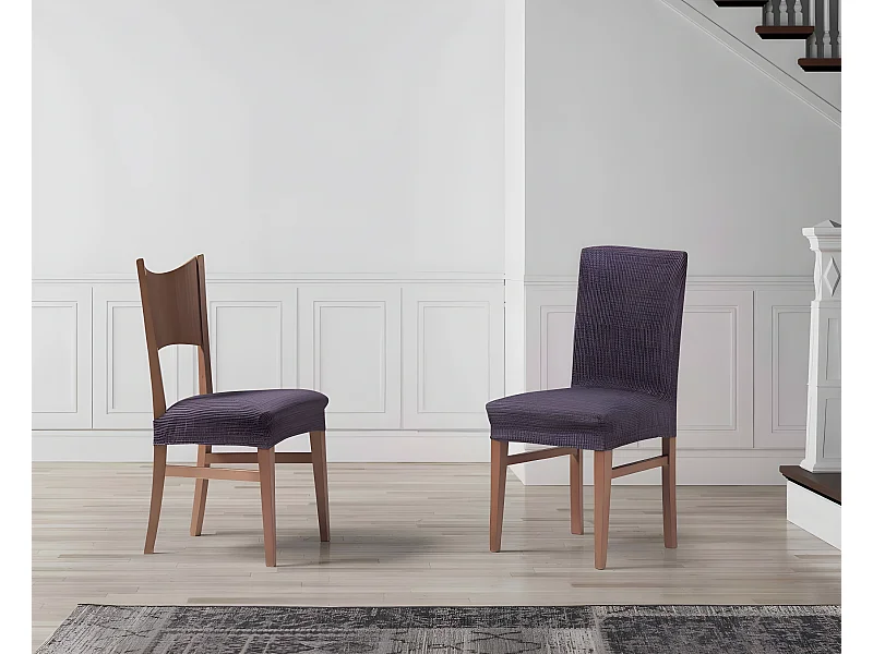 ESTORALIS | Funda de Silla  Tejido Elastico Resistente | Para Silla con Respaldo | Tamaño (45x45 cm.) 50 cm. Alto | Modelo VEGA Color Violeta