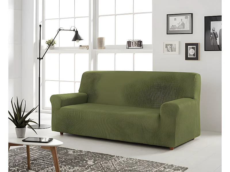 ESTORALIS | Funda de Sofá Tejido Elastico Resistente | Para Sofá 3 Plazas | Tamaño ( de 170 a 220 cm. )  | Modelo BERTA Color Verde